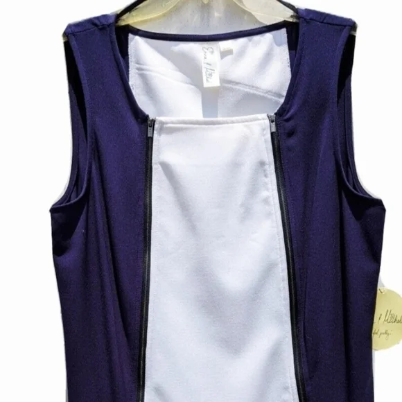 Emma & Michele 6 Vintage White & Blue Sleeveless Midi Dress SHOWSTOPPER GREAT UC - Picture 14 of 17